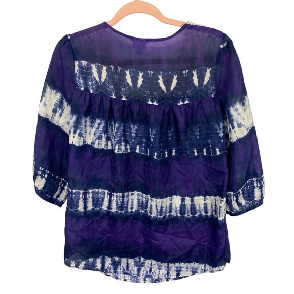 Calypso St Barth Target Silk Crochet Top Size XS Sheer Deep Purple Tie Dye - Picture 3 of 9